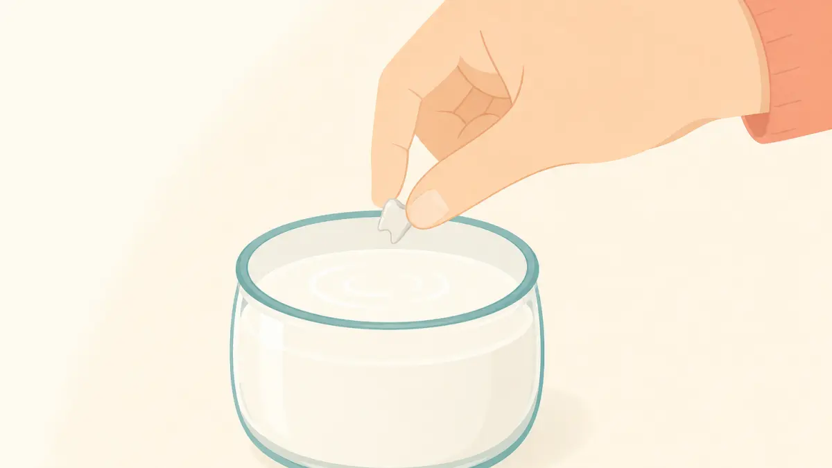 割れた歯の欠片を牛乳に浸して保管する様子を示すイラスト